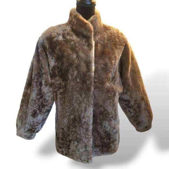 Vintage Sheared Milk-Chocolate Brown Beaver Jacket sz M - Picture 1 of 9